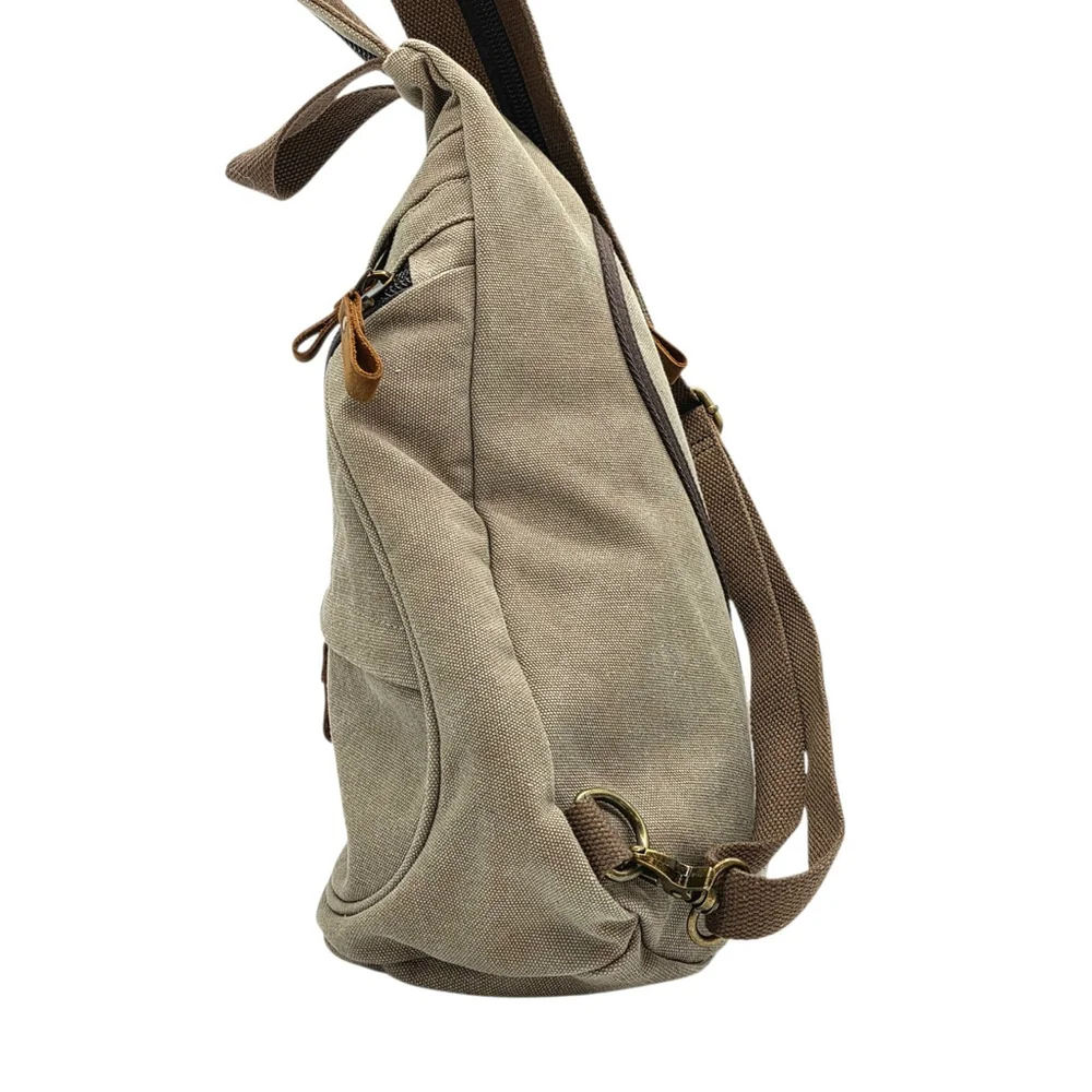 Gorpcore Utility Casual KL928 Canvas Sling Backpack Small Durable Canvas - Picture 5 of 11